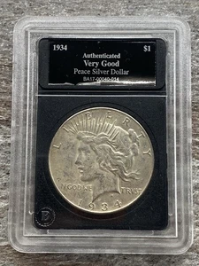 1934 EE. UU. Bradford Exchange Peace .900 90% plata moneda de 1 dólar sin marca de ceca - Imagen 1 de 2
