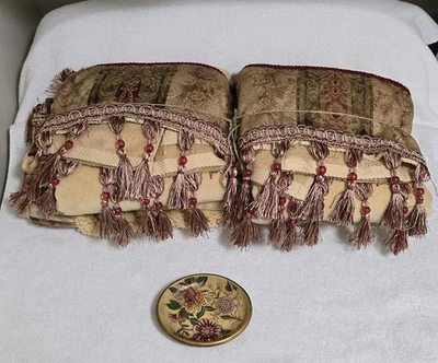 VTG Croscill Tapestry Beaded 5pc Bath Towel Set Burgundy Gold Bath Rug Soap Dish - Image 1 of 4