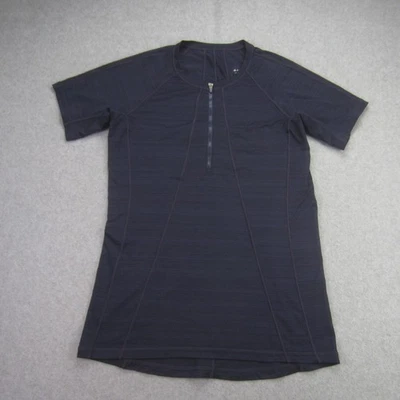 Athleta Rashguard Top Womens M Blue Pacifica Tee UPF  1/4 Zip Pocket Swim Run - Image 1 of 4