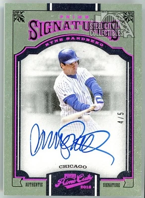 Ryne Sandberg 2016 Panini Prime Cuts Purple Autograph Card #PS-RS 4/5 - Image 1 of 2