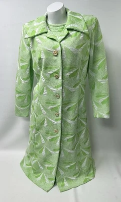 Vintage 60s Mod Geometric A-Line Dress & Coat Set Women's Size S/M Jackie O - Image 1 of 4