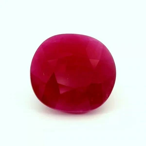 CERTIFIED Burma Ruby Gemstone: 7.29 Carat Cushion Cut, July Birthstone - Picture 1 of 9