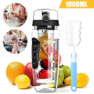 1L Trinkflasche Wasserflasche Auslaufsicher Gym Fitness Sportflasche BPA-frei - Bild 1 von 4