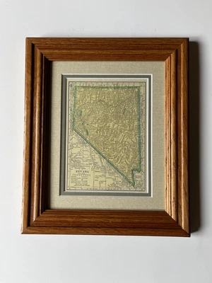 1927 NEVADA State Map, Frame/Double Mat from the 1927 World Atlas SEE DESCRIP - Image 1 of 3