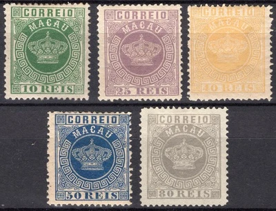 Juego de corona Macao/Macao 1885 perf.12 1/2 Michel 16A/17A-21A como nuevo 4x OG 1x NG Foto 1 de 2