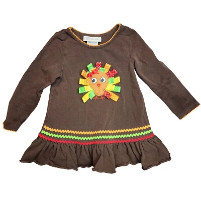 Camiseta Bonnie Jean Turquia Ação de Graças Meninas Tamanho 2T Marrom Criança Top - Imagem 1 de 4