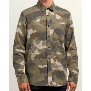 $60 Volcom Dragstone Camo Flannel Mens Medium Camouflage Button Down A0531807 - Picture 1 of 4