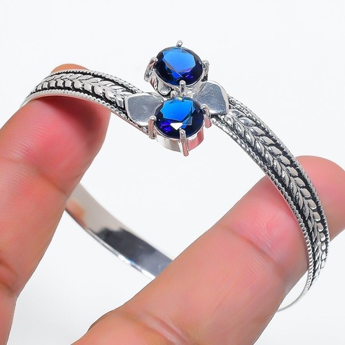 VALENTINO Bracciale in argento sterling 925 fatto a mano con pietre preziose tanzanite blu regolabile