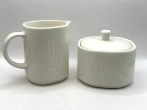 White Creamer Sugar Set Aspen Pine Cone Pfaltzgraff - Picture 1 of 9