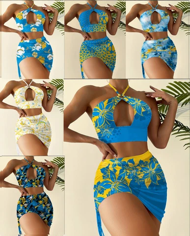 Los Angeles Chargers Halter Neck Bikini Set Slim Cutout Swimsuit Sexy Bodycon Cover