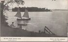 Lithograph  Clear Lake Iowa Sailboats And Canoes Shoreline Scene 1907