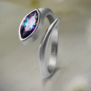 925 Sterling Silber Mystic Feuertopas Edelstein Schlange verstellbar Ring Geschenk in Box - Bild 1 von 5