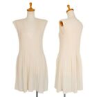 S30r Pleats Please Linen Blend Pleated Switching V Neck Sleeveless One Piec