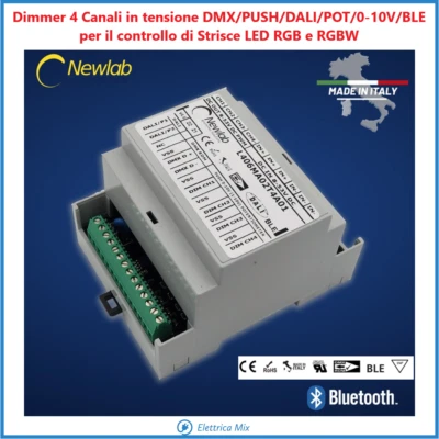 NEWLAB DALI Dimmer LED 12V 24V 4 canali CV Controller RGB RGBW strisce Barra DIN - Immagine 1 di 4