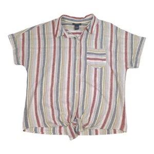 Chelsea & Theodore Women's Linen Blend Front Tie Top Medium - Picture 1 of 7