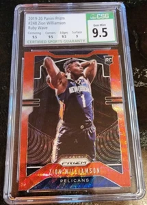 2019-20 Prizm Zion Williamson Ruby Wave CSG 9.5 - Picture 1 of 3