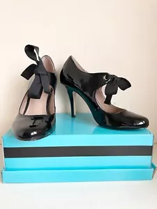 CARVELA KURT GEIGER BLACK PATENT RIBBON TIE HEELS SIZE 5/38 - Picture 1 of 7