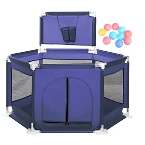 Baby Kids Playpen Fence Safety Foldable Activity Center Play Yard Oxford 10 Ball - Picture 1 of 43
