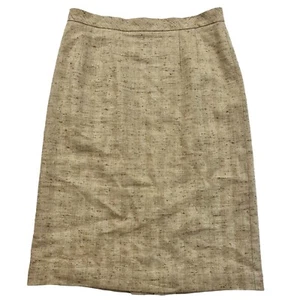 Talbots knielanger Bleistiftrock Damengröße 8 • beige hellbraun Tweed Leinen Wolle Seide - Bild 1 von 12