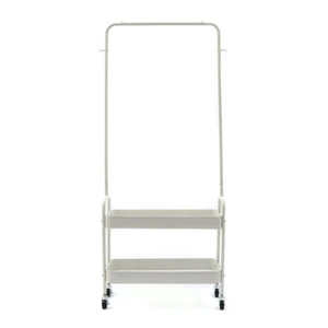 Estante para ropa 2 en 1 con cesta metálica de 2 niveles carro de almacenamiento rodante - Imagen 1 de 12