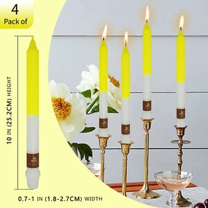 10 inch Yellow Pillar Candles Set of 4 Tapered Candle Romantic Dinner Candles - Picture 1 of 5