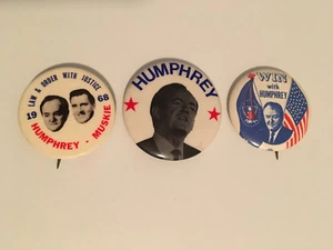 3 DIFFERENT HUMPHREY '68 PINS IN GOOD CONDITION - Bild 1 von 2