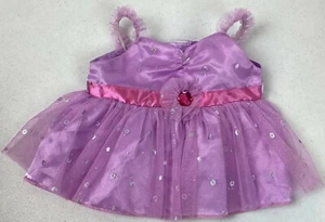 Build a Bear Orchid Dressy Dress Mesh Sparkle Purple Party Pink Trim Bead #21F - Picture 1 of 5