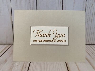 Sympathy Thank You Copper Foiled Lettering Blank For Personal Note Hallmark New - Image 1 of 4