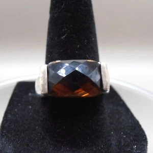 Premier Designs Silver Tone Smoky Quartz Ring | Size 8 | PD Signed | Statement - Picture 1 of 4