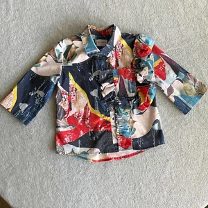 Wolf & Rita Shirt Girls 5 Multicolor Carolina Blouse Button Down Ruffle Trim - Picture 1 of 10