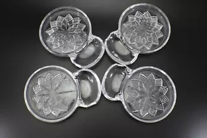 Imperial Glass COASTER with ASHTRAY Tea Bag Spoon Rest Set of 4 Clear Vintage - Picture 1 of 12