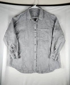 Karyn Seo Ezra Gray Flo4al Embroidered Linen Top/Blouse Size XLarge Boho Beach  - Picture 1 of 16