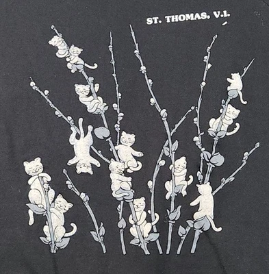 Sudadera De Colección Gatos XL Santo Tomás Islas Vírgenes Suéter Negra Hecha en EE. UU. Foto 1 de 4