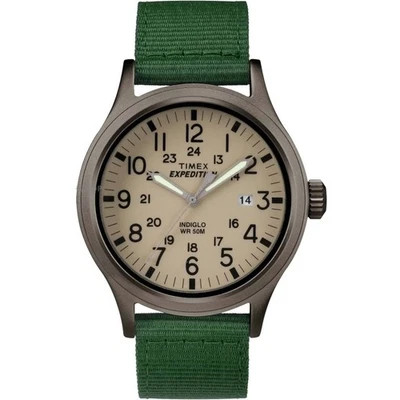 Timex Men's Watch Expedition Scout Quartz Beige Dial Green Strap TW4B06800 - image 1 of 3