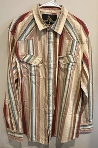 Wrangler X Leon Bridges Western Shirt Mens XL Multi Striped Pearl Snap Cowboy LB - Picture 1 of 13