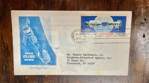 First Day of Issue Apollo-Soyuz Space Mission Cachet with 10 Cent Stamp 1975 - Picture 1 of 2