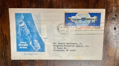 First Day of Issue Apollo-Soyuz Space Mission Cachet with 10 Cent Stamp 1975 - Image 1 of 2