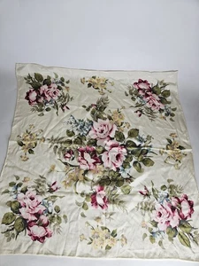 80er Jahre Seide Beige Rose Bedruckt Quadrat Schal / 31in x 31in / Club 7 Echo Seidentuch - Bild 1 von 3