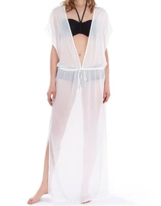 FREYA DIVA WHITE PLUNGE NECK MAXI COVER UP BEACH DRESS / TUNIC SIZE S / 10 BNWT - Picture 1 of 1