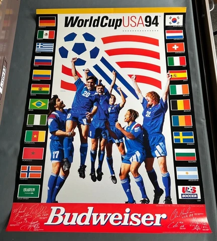 Original World Cup USA 94 Poster Budweiser Soccer 20 x 29 Pinball Cover
