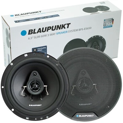 2x Blaupunkt BPS-ES650 6.5" 3-Way SLIM Coaxial Car Speakers 120W Grill - 1 Pair - Image 1 of 4