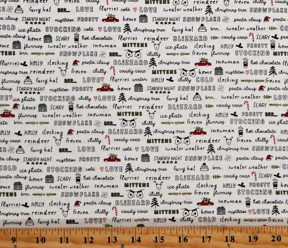 Cotton Christmas Holidays Winter Blizzard Vanilla Fabric Print by Yard D400.53 - Image 1 of 1