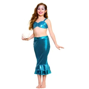 Mädchen MAGISCHE MEERJUNGFRAU Kostüm Kostüm Ariel blau Fisch Meer kleines Kind Kinder - Bild 1 von 4