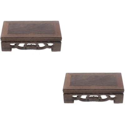  2 Pack Chinese Flower Pot Stand Farmhouse Pedestal Display Wooden - Image 1 of 4