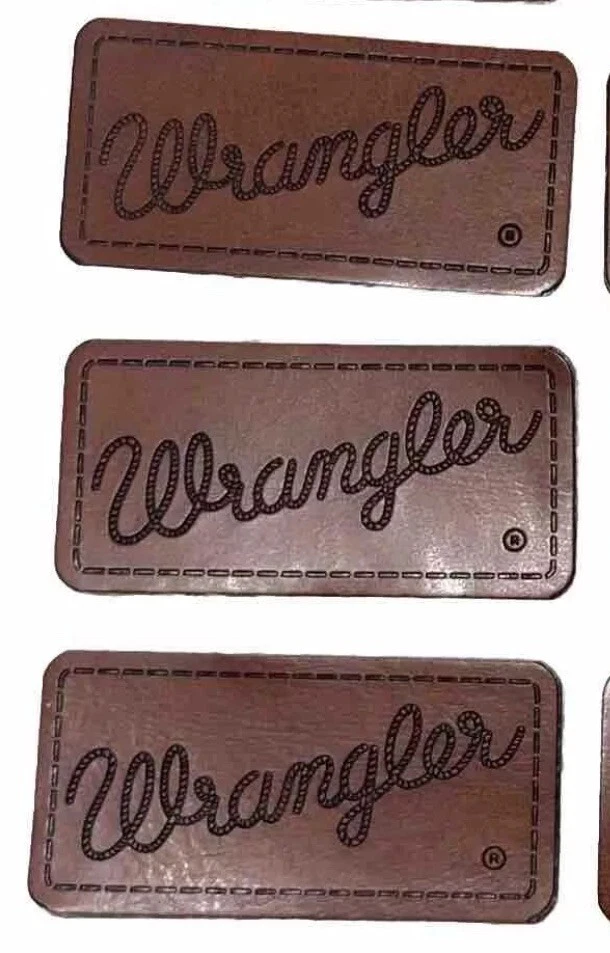 3 Wrangler Jeans Western Rodeo Faux Leather Patch Crafts Sewing Accessories - Image 1 of 4