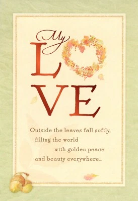 Romantic THANKSGIVING Greeting Card FOR LOVER, Golden Peace LOVE by Hallmark +✉ - Image 1 of 4