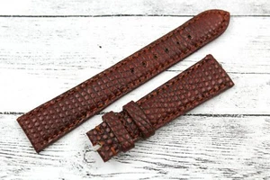 Sangle Marron Vrai Cuir Lézard 17mm Élégant Lady Artisanal Haute Qualité - Picture 1 of 3