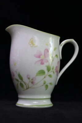 Noritake Japan First Blush 2605 CREAMER Pink, White Dogwood Flowers Green Rim - Image 1 of 4