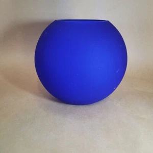 Vintage Frosted Cobalt Blue Glass Vase 4.75" tall opening 3" - Picture 1 of 6