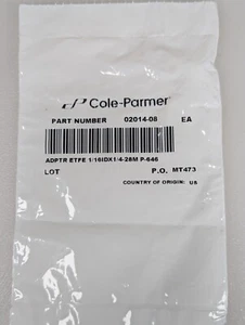 Cole-Parmer Idex Adapter Fitting Male 1/4-28 Flat Bottom; 1/EA 02014-08 - Picture 1 of 5